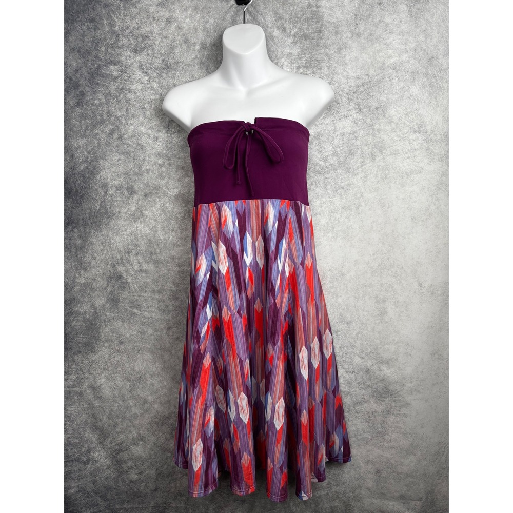 Prana Solana Convertible Purple Halter Bandeau Empire Waist Midi Dress Sz Medium - Picture 4 of 11